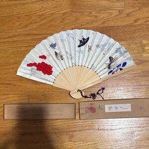 Elegant White and Red Hand Fan